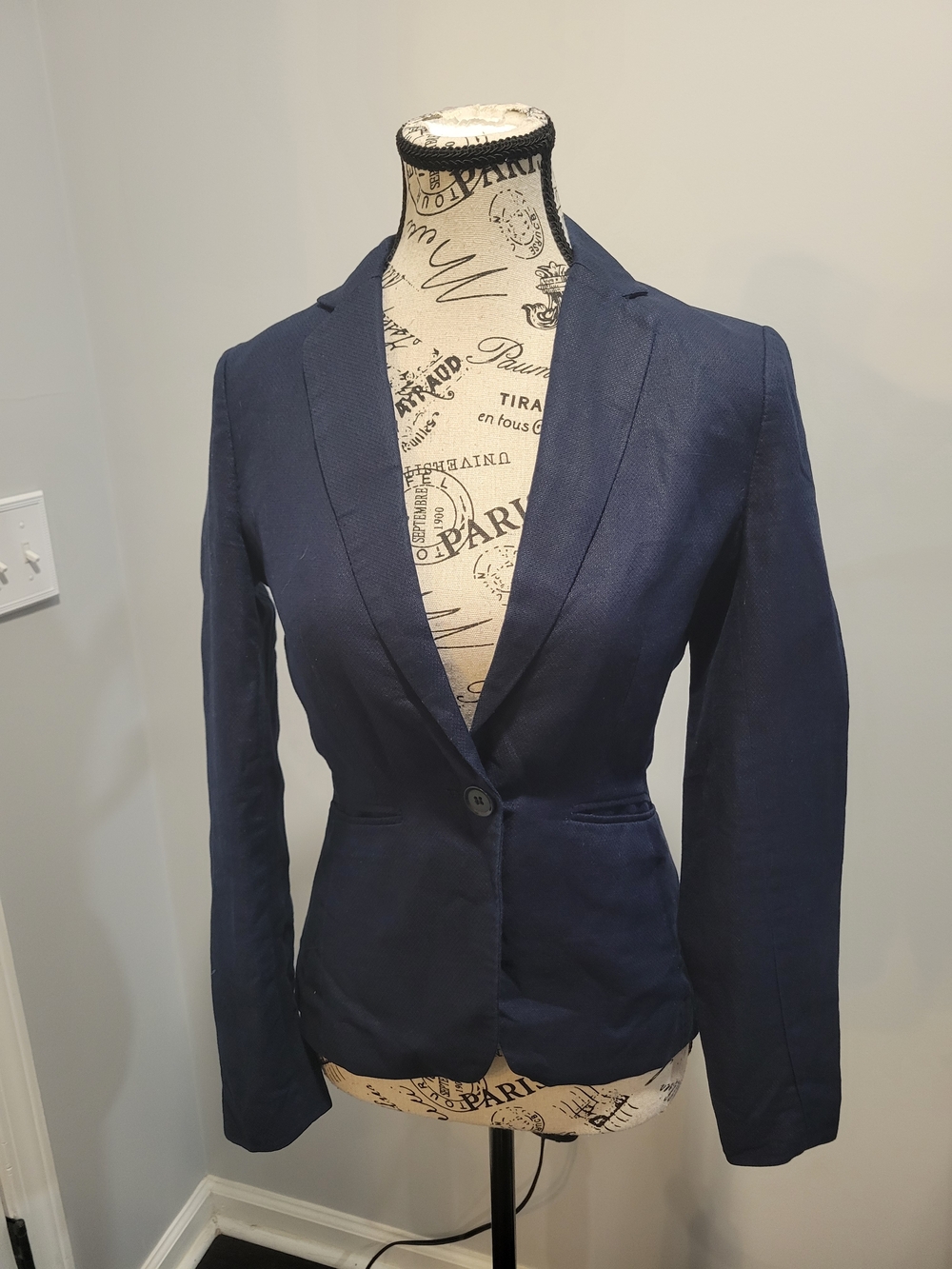 H&M Sz. 2Navy Women's Single-Button Blazer Great Conditon